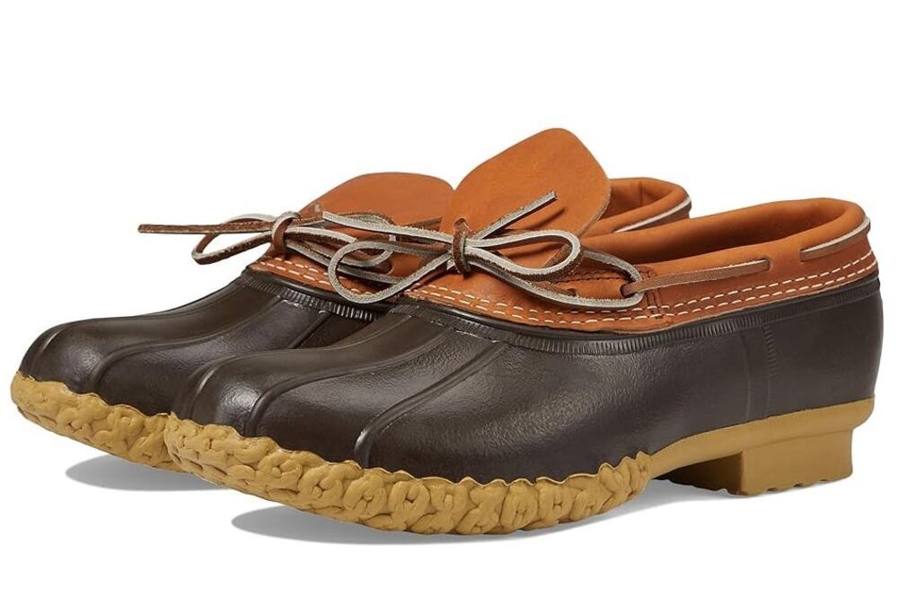 L.L.Bean Mens Rubber Moc Boots Size 10.5 M Brown Rubber Leather Waterproof NWOB